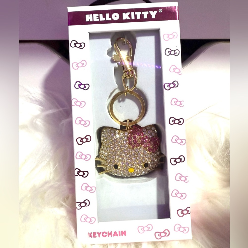 Hello Kitty Gold and Pink Rhinestone Keychain for purse